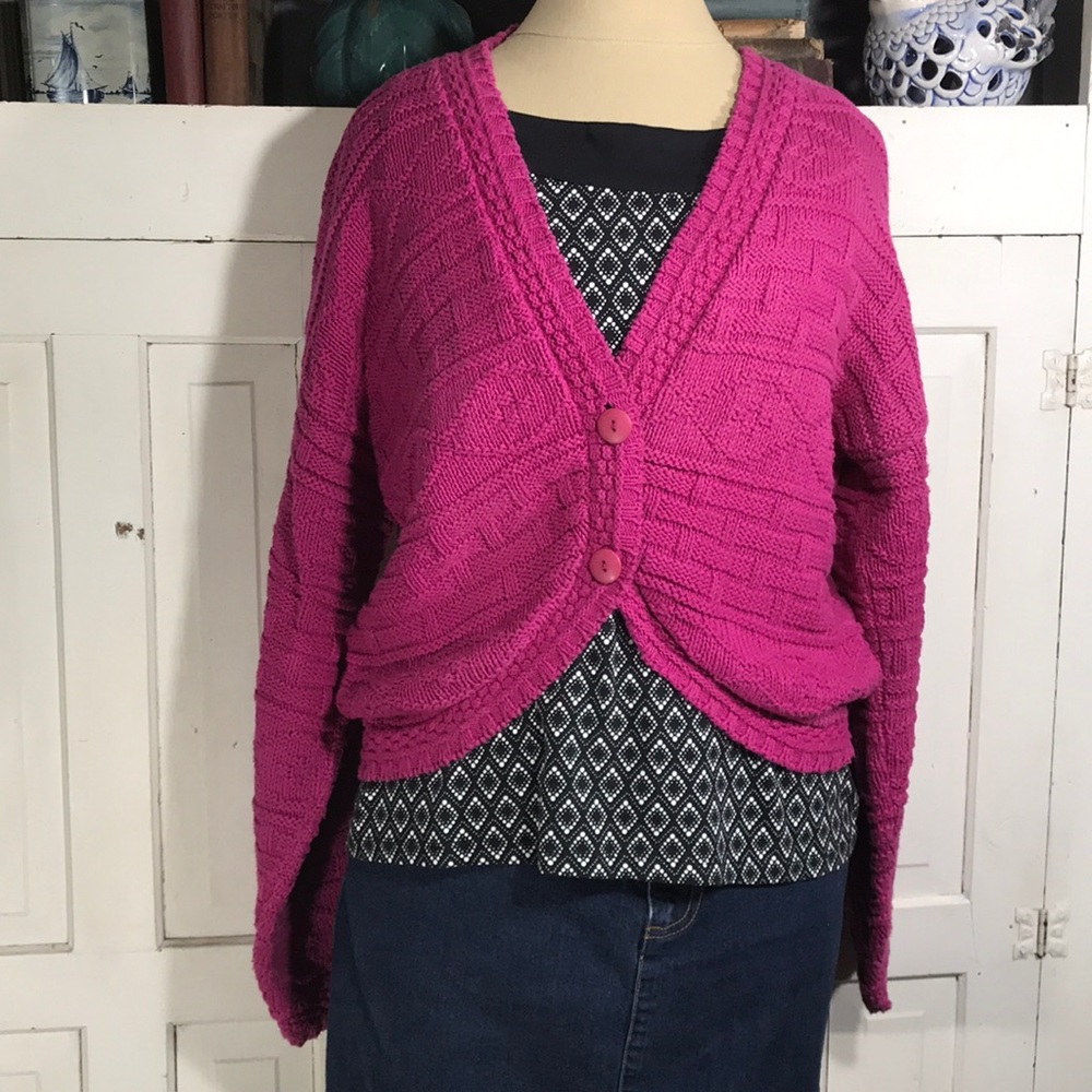 VINTAGE RETRO 1980s Pink cardigan sz small